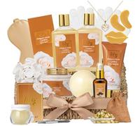 18Pcs Bath and Body Gift Basket Set for Women - Vanilla Spa Baskets Spa Kit with Necklace | Perfect Gifts for Christmas, Valentines Day, Mothers Day, Birthday Gifts, Self Skin Care Gifts for Her/Mom