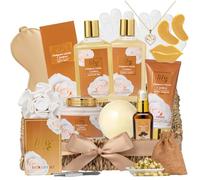18Pcs Bath and Body Gift Basket Set for Women - Vanilla Spa Baskets Spa Kit with Necklace | Perfect Gifts for Christmas, Valentines Day, Mothers Day, Birthday Gifts, Self Skin Care Gifts for Her/Mom