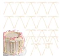 18Pcs Beige Bowknot Cake Toppers for Cake Decorations,Beige Bow Bowknot Ribbons Cake Decoration Picks Baby Shower Cake Topper Decorations for Birthday Bridal Wedding Party Cake Decor