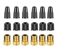 18PCS Bike Valve Adapter Kit, Convert Presta to Schrader Adapter for Bike, Compatible with Road/Mountain Bicycles Tyre Inflation Standard Pump or Air Compressor, Waterproof Cycling Adapter & Dust Caps