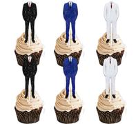 18pcs Black White Blue Glitter Suit Cloth Dessert Cupcake Topper Pick for The Myth The Legend Gentleman Male Theme Decorations Men Boys Happy Birthday Party Decor Supplies