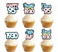 18pcs Blue Glitter Dessert Cupcake Topper Pick for Straight Outta 1930 Legend Since 1930 Theme Decor Supplies Men Happy 95th Birthday Party Decorations