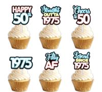 18pcs Blue Glitter Dessert Cupcake Topper Pick for Straight Outta 1975 Legend Since 1975 Theme Decor Supplies Men Happy 50th Birthday Party Decorations