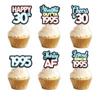 18pcs Blue Glitter Dessert Cupcake Topper Pick for Straight Outta 1995 Legend Since 1995 Theme Decor Supplies Men Happy 30th Birthday Party Decorations