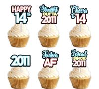 18pcs Blue Glitter Dessert Cupcake Topper Pick for Straight Outta 2011 Legend Since 2011 Theme Decor Supplies Boy Happy 14th Birthday Party Decorations