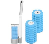 18PCS BlueToilet Brush Replacement Head with Gray Handle Dis-posable Toilet Brush Refills Scented 360° Deep Cleaning Toilets Sponge Cleaner Refills Kit 3 Layer Brushs Refill PadsToilets Wand Refill