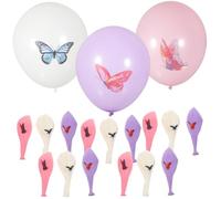 18pcs Butterfly Printed Latex Party Balloons for Birthday Decor Pink | Lovely Theme Matching Decor, Tightly Sealed Inflatable Set, for Garland Strip and Arch Frame Use