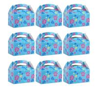 18pcs Cartoon Story Party Favor Box, Hawaiian Theme Gift Box with Hibiscus Flower Palm Leaves Printing for Hawaiian Luau Tropical Summer Birthday Party Supplies