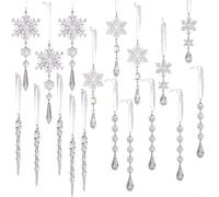 18Pcs Christmas Acrylic Icicle Ornaments, Christmas For Crystal-Pendants Xams Tree Decoration for Holiday Festive Decor To Enhance Home Ambiance(transparent)