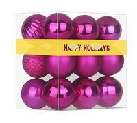 18PCS Christmas Balls Ornaments for Xmas Tree - Small Shatterproof Christmas Tree Decorations Perfect Hanging Ball Wreath Garland Decor Ornaments Fuchsia Fluorescent Pink 1.6" x 18 Pack