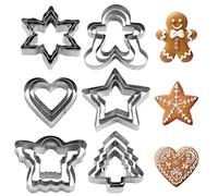 18pcs Christmas Cookie Cutter Set, Metal Cookie Cutters Gingerbread Man, Snowflake, Christmas Tree, Angel, Heart, Star Cookie Cutters Xmas Shapes for Holiday Winter Biscuit Baking Accessories