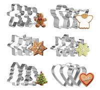 18Pcs Christmas Cookie Cutter Set - Various Sizes Stainless Steel Christmas Cookie Molds Christmas Biscuit Cutters - Gingerbread Man Snowflake, Christmas Tree, Heart, Star, Angel