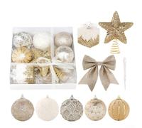 18Pcs Christmas Hanging Ball Ornaments Set for Tree and Home Decoration, Featuring Various Textures and Lightweight Plastic Material