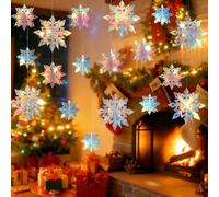 18PCS Christmas Hanging Snowflakes Decorations, 3D Holographic Iridescent Snowflakes Garland for Frozen Winter Wonderland Party Holiday New Year Home Window Door Ornament