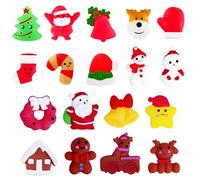 18Pcs Christmas Mochi Squishy Toys for Kids Party Bag Fillers, Mini Squishies Moochies Squeeze Fidget Toy, Xmas Santa Snowman Gifts for Boys Girls Stockings Filler
