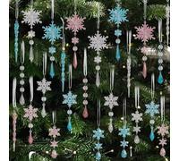 18PCS Christmas Tree Hanging Decoration, Acrylic Crystal Ornaments Christmas Tree Decorations for Xmas Wedding Festival Home Party Supplies Outdoor Indoor Decor