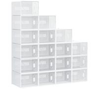HOMCOM Stackable Clear Plastic Shoe Storage Box for UK/EU Size 12/46 - Clear - 28W x 36D x 21Hcm - 18