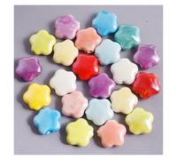 18Pcs Colorful Circular Heart-Shaped Flower Ceramic Loose Spacer Beads for DIY Jewelry Making Earrings Accessories Decoration for DIY Earring Bracelet Jewelry Making(Color 15)