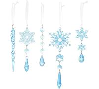 18Pcs Crystal Christmas Ornaments for Tree, Sparkling Dazzling Hanging Acrylic Snowflake Ornaments for Christmas Tree Indoor Home Decor, Snow Flake Icicle Drop Winter Wonderland Party Supplies (Blue)