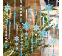 18pcs Crystal Icicle Christmas Tree Ornaments, Hanging Acrylic Snowflake Icicle Ornaments, Clear Glass Icicle Decorations for Christmas New Year Party Decorations Supplies