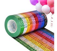 18pcs Curling Ribbons for Balloon, 5mm Wide Shiny Metallic Ribbon, Multicolor Crimped Balloon String Rolls, Glitter Christmas Ribbon Set for Wedding Birthday Gift Wrapping Party Decoration