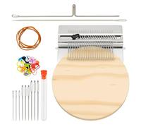 18Pcs Darning Tool Kit with Wooden Darning Loom & Hooks, Knit Patch Loom for Easy Clothes Repair, DIY Craft Weaving Machine to Make Knit Patch for Jeans Socks