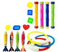 18Pcs Diving Pool Toys for Kids, Swimming Pool Toy, Includes 4 Pool Rings, 4 Diving Sticks, 4 Bandits, 6 Treasures Underwater Swim Pool Games for Ages 8-12