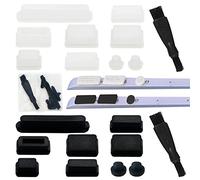 18PCS Dust Plugs Set Compatible with MacBook Pro 13 Inch 15 Inch Laptop Port Silicone Protection Anti Dust Plugs Caps Covers,With two Brushes and a Clear Box（ Black，transparent)