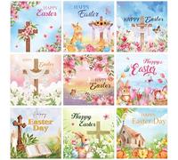 18Pcs Easter Cards Multipack with Envelopes & Stickers, Religious Fun Designs Featuring Crosses, Bibles, Bunnies & Eggs for Church, Family & Friends, Ideal for Easter Greetings and Gifts