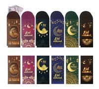 18pcs Eid Money Envelopes, 8.67X3.15 Inch Eid Mubarak Envelopes for Cash Eid Envelopes Ramadan Envelope Eid Gift Card Holder for Kids Muslim Party Celebration Decoration (6 Styles)