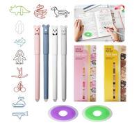 18Pcs Erasable Gel ink Pens Set 0.5 mm Cute Cat Gel Pens Cartoon Animal Erasable Rollerball Pen with Animals Paper Clips Erasers Self-Stick Page Flags for Students Adults Kids Stationery School Office