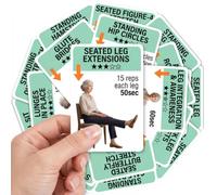 18pcs Exercise Cards, Illustrated Lower Body Training Guide for Home & Office, Seated & Standing Routines, Easy-to-Follow Workout Sheets for Indoor/Outdoor Daily Fitness, Great for Seniors