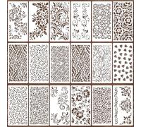 18Pcs Floral Stencils for Crafts, 20 * 10cm Reusable Texture Stencils Creative Art Templates for Painting on Wood, Background Stencil for Furniture Card Canvas Paper Scrapbook