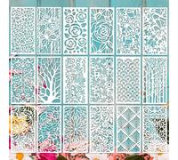 18Pcs Flower Leaf Stencils for Painting 4 x 7.8 Inch Painting Templates Reusable Floral Leaf Template for Wood Walls Furniture Fabric DIY Crafts