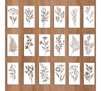 18pcs Flower Stencils for Painting on Walls, 3.4 x 7.9 Inch Large Reusable Wildflower Stencil for Painting Wood, Spring Plant Floral Stencil for Art Craft Canvas Wall Furniture