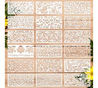 18Pcs Flower Stencils for Painting, Reusable Cake and Cookie Stencils, Floral Patterns for DIY Crafts, Wood, Fabric, and Furniture Decoration