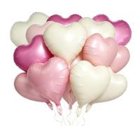 18Pcs Foil Balloon Baby Pink, Pink & Cream White Heart Shape Mylar 18 Inch