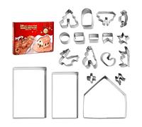 18pcs Gingerbread House Cookie Cutters, 3D House Cookie Cutters Christmas House Cookie Cutter Stainless Steel Cookie Mold Set for Making Gingerbread Cookie House