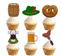 18pcs Glitter Beer Dessert Cupcake Topper Pick for Oktoberfest German Beer Theme Decorations Men Women Happy Birthday Party Decor Supplies
