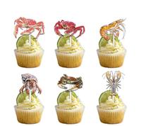 18Pcs Glitter Creature Under the Sea Dessert Cupcake Topper Hermit Crab Shrimp Ocean Beach Theme Decoration Happy Birthday Party Decor for Girl Boy Favour Supplies Set