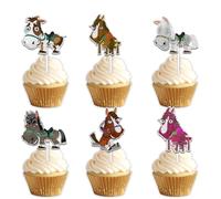 18pcs Glitter Donkey Dessert Cupcake Topper Pick for Cowboy Farm Animal Zoo Theme Decor Supplies Men Boy Happy Birthday Wedding Anniversary Baby Shower Party Decorations