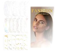 18PCS Glitter Freckles Face Tattoo, Multichrome Holographic Sparkle Face Glitter Speckles Patches, Waterproof Metallic Cute Star Temporary Tattoo Stickers Makeup Festival Rave Accessories