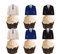 18pcs Glitter Gentleman Suit Dessert Cupcake Topper Pick for The Man The Myth The Legend Theme Decorations Men Boys Happy Birthday Party Decor Supplies