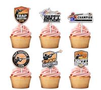 18pcs Glitter Gun Frisbee Sport Cupcake Topper Cheer to Shooting Target Theme Anniversary Party Decoration for Men Women Happy Birthday Decor Supplies