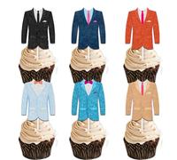 18pcs Glitter Suit Male Dessert Cupcake Topper Pick for The Man The Legend The Myth Theme Decorations Men Boys Happy Birthday Party Decor Supplies
