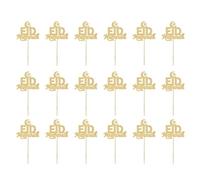 18pcs Gold Eid Mubaraks Cake Picks Glitters Paper Cupcake Toppers For Weddings And Birthdays Holiday Cake Decorations