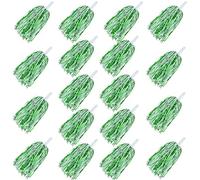 18PCS Green White Metallic Foil Plastic Pom Poms with Baton Handle for Game Sports Squads Dancing Party Football Basketball Club Spirit Sports Stage Performance