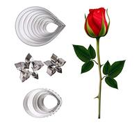 18pcs Gumpaste Flower Mold Austin Rose Petal Calyx Leaf Cutter Set Sugarcraft Fondant Modelling Tools for Cake Decorating, Chocolate, Soap, Gum paste