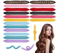 18PCS Hair Curler Rollers Heatless Soft Satin Sponge Retro Polka-Dot