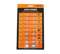 18Pcs High Power Alkalines Button Cell Assorted Battery AG1/LR621 AG3/LR41 AG4/LR626 AG10/LR1130 AG13/LR44 Coin Battery Kits Small Electronic Device Batteries Portable Supply